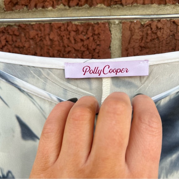 Polly Cooper Cream and Gray Floral Sheer Chiffon Triangle Hem Midi Skirt - Picture 3 of 3